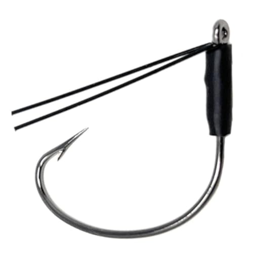 Reaction Tackle Wide Gap Wacky Hooks, Weedless Worm Hooks for Bass, High Carbon Steel Hooks for Stick Worm Soft Plastics, Neko Rig and Finesse Fishing (25-Pack) - size: #2/0 Fiber Guard