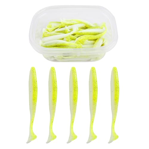 Paddle Tail Swimbaits FS/RE-10 | for Bass Fishing,14 Colors ,Fishing Lures with Flash Blade,Freshwater Saltwater ,Bass Bait,for Trout Catfish Pike - color: Color F, size: 7cm,50pcs