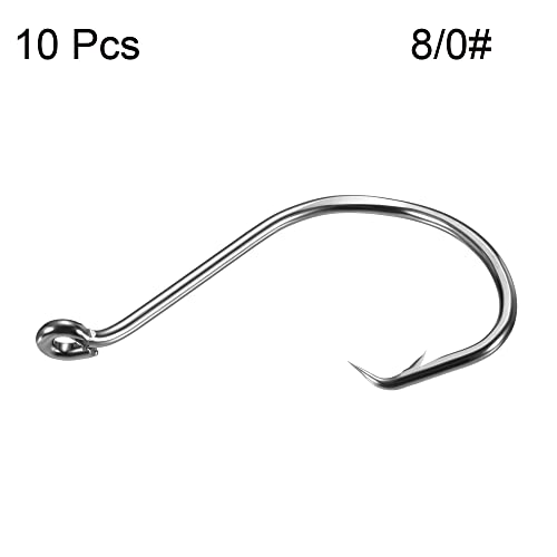 PATIKIL Fishing Circle Hooks, Carbon Steel Offset Hook with Barbs for Freshwater Saltwater - size: 53mm/2.09"