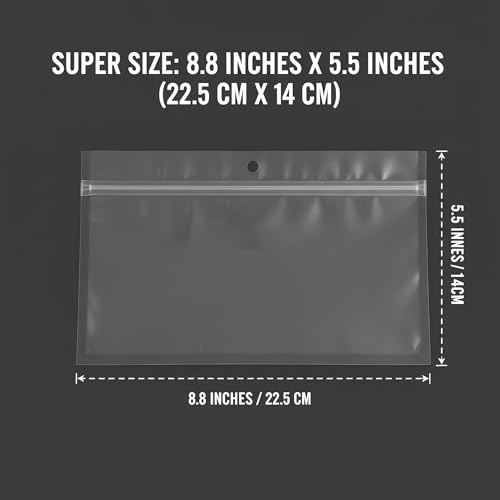 100 Pack Soft Plastic Baits Bags 8.8"x5.5" | Heavy-Duty Clear Lock Zipper Lure Packaging Bags - Leakproof Double-Sealed Zipper Storage for Soft Plastic Lures & Fishing Gear | Multiple Sizes - size: 8.8" x 5.5"
