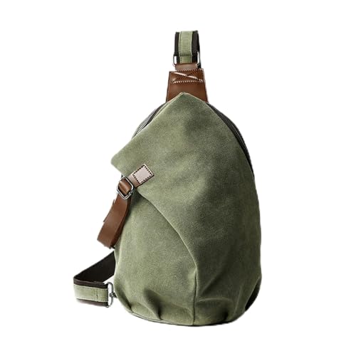 MOYYI Canvas Sling Bag for Men Women, 10L Crossbody Bag Small Backpack, Casual Daypack with Anti-Theft Pocket, Vintage Canvas Shoulder Bags for Travel, Daily, Hiking, Work (Green) - color: 8002green-10l