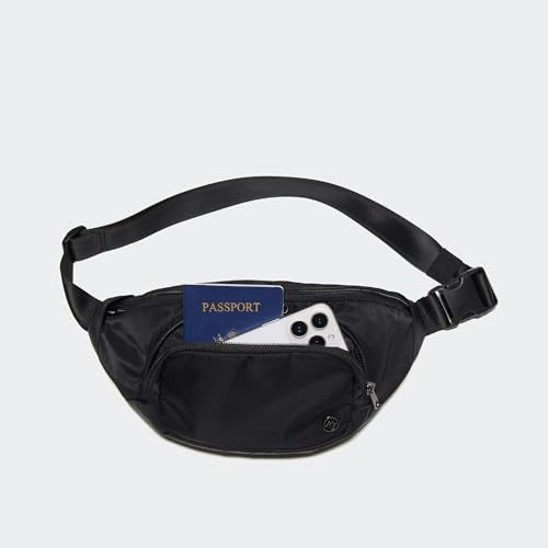 Pander Everywhere Belt Bag Crossbody Fanny Pack with Mesh Pockets and Adjustable Strap, 4L / Black - color: Black, size: 4L (114cm Strap)