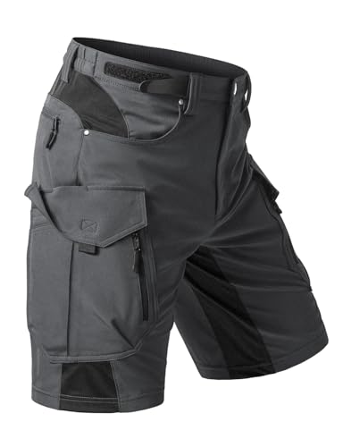 Moosehill Men's Hiking Cargo Shorts: Quick Dry Lightweight Stretch Outdoor Fishing Camping with 9 Pockets (Self-Storing) - color: Dark Grey, size: 30