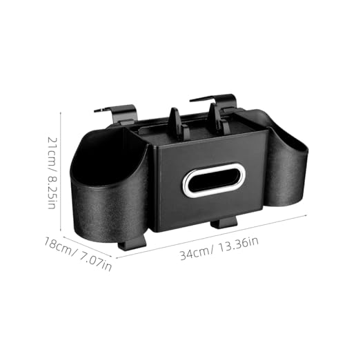Ciieeo 4 in 1 Backseat Car Organizer with Cup Holder Tissue Box and Hooks Multifunctional Seat Back Storage Box for Road Trip Travel Accessories Universal Auto Headrest Holder - color: Black