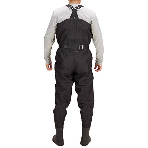 BASSDASH 3D Boot Foot Game Wader Ultra High Strength Nylon PVC Fishing Hunting Chest Waders for Men - color: Black Plaid