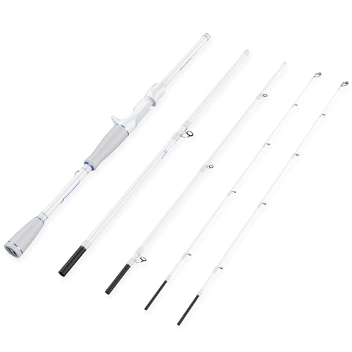 KastKing Centron Lite Travel Fishing Rods, Portable 4/5 Piece Spinning & Casting Rods, Extra Twin-Tip, IM6 Graphite Blanks, Stainless Steel Guides W/Ceramic Rings, Split or Full Rear EVA Handle - size: 6'6"- M- MF(4 Pcs+ Extra Tip), style: Casting