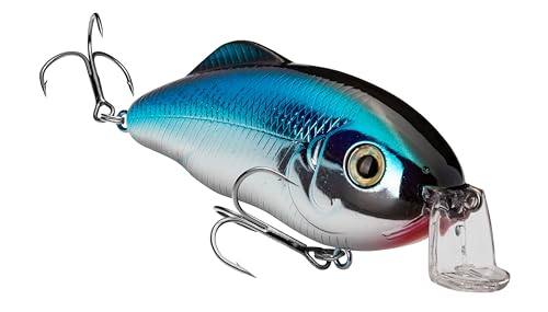 Strike King Hybrid Hunter Jr Crankbait Fishing Lure, 1/2 oz, Reflective 3D Eyes - color: Chrome Blue, size: 1 oz (Pack of 1)