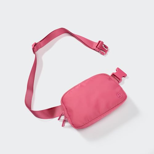 Pander Two Way Zipper Fanny Pack Nylon Everywhere Belt Bag for Women, Water Repellent Waist Packs, Crossbody Bags with Adjustable Strap (Hot Pink). - color: Hot Pink