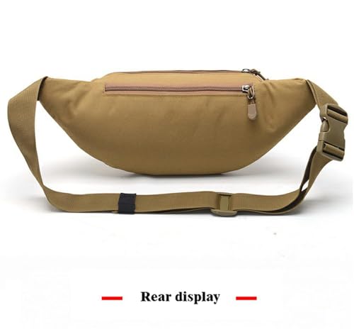 Ultralight Waterproof Fanny Pack for Men Women, Oxford Cloth Sport Waist Bag with 3 Pockets, Durable Adjustable Sling for Running Hiking Travel, 10" x 3" x 5.2" (Khaki) - color: Brown