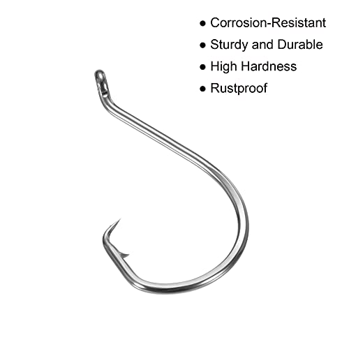 PATIKIL Fishing Circle Hooks, Carbon Steel Offset Hook with Barbs for Freshwater Saltwater - size: 31mm/1.22"