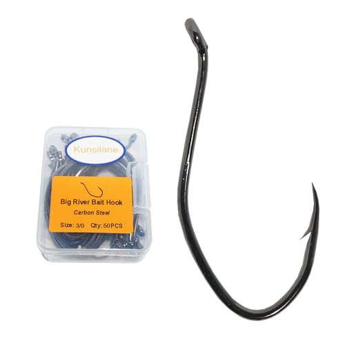 Catfishing Hooks Big River Bait Hook 25/50/100pcs, Fishing Hooks for Saltwater Freshwater,Catfish Striper Flathead Carp Bass 1# 1/0 2/0 3/0 4/0 6/0 8/0 10/0 - size: 50PCS 3/0