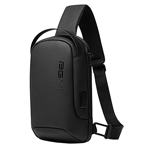 Hebetag Leather Sling Bag Crossbody Backpack for Men Women Travel Outdoor Camping - color: #25black(oxford)