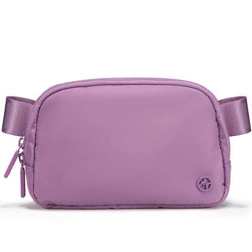 Pander Two Way Zipper Fanny Pack Nylon Everywhere Belt Bag for Women, Water Repellent Waist Packs, Crossbody Bags with Adjustable Strap (Light Purple). - color: Light Purple