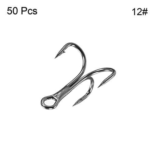 PATIKIL Treble Fish Hooks, Carbon Steel Sharp Round Bend Hook Triple Barbed Hook for Freshwater Saltwater - color: Black, size: 13mm/0.51"