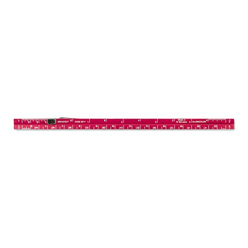Alumicolor Aluminum Architect Pocket Scale With Clip, 6IN, Red - color: Red, size: 6 Inch, style: Architecht With Clip