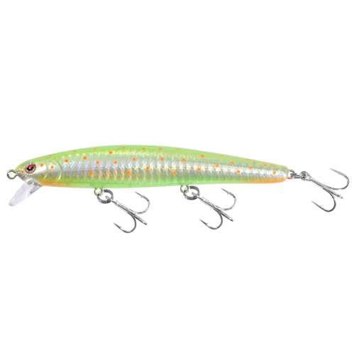 LITTMA California Surf Fishing Lures Saltwater Jerkbait Crankbait Surf Minnow 110/125 - Metallic Sardine Super Glow & Pearl Pink Belly Glow Lures for Halibut & Striper Fishing - color: Lime Mackerel (Super Glow), size: 110mm - 5/8oz