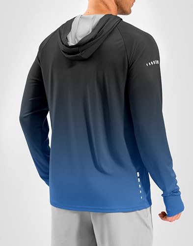 Men's Sun Protection Hoodie Shirts Long Sleeve UPF 50+ Swim Shirts for Men Rash Guard Fishing Shirt Quick Dry - color: Gradient Black Blue, size: 3X-Large