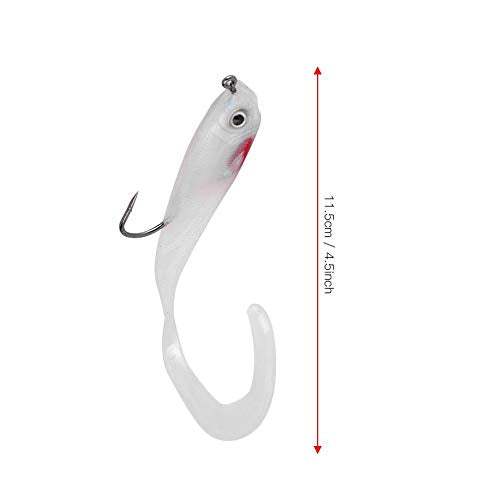 Soft Fishing Lures, 5Pcs Artificial Soft Baits Jig Head Soft Swimbaits with Hook for Saltwater/Freshwater Fishing - color: SO050-2