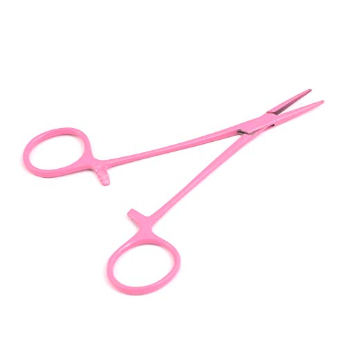OdontoMed2011® Hemostat Forceps Locking Clamps Serrated Fishing Locking Forceps Clamp Fish Hook Remover Forceps (5" Straight, Full Pink) - color: Pink, size: 5" Straight