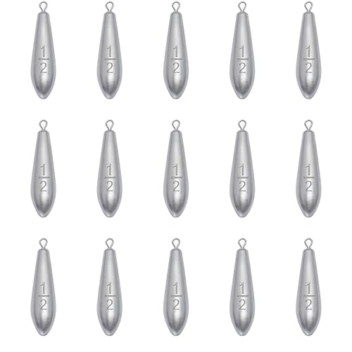 Drop Shot Fishing Weights Sinkers for Saltwater Freshwater Fishing - style: 1/2 Ounce-15pcs