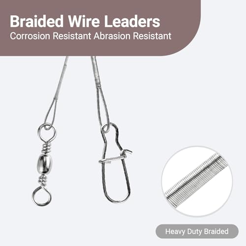 Atibin Stainless Steel Fishing Leaders Freshwater Fishing Rigs Wire Leaders Lures High Strength Wire Leader Fishing White Nickel - size: #6 (11.8in-70lb) 30pcs