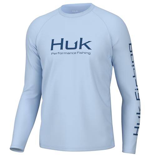 HUK Men's Pursuit Vented Long Sleeve Fishing Shirt (+30 UPF) - color: Ice Water, size: Small