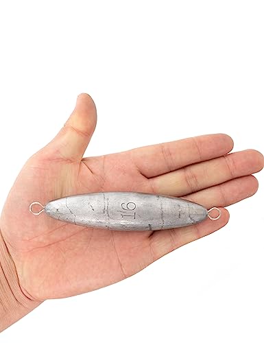 BLUEWING Torpedo Sinker Through Wire Fishing Weight Saltwater Bullet Lead Double Ringed 2oz-48oz - style: #08 16 Ounce, 2 Pack