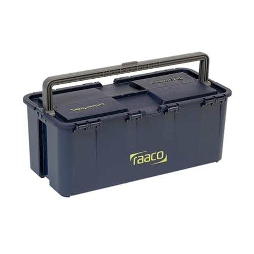 Raaco Tool Box with Removable Trays – Durable Plastic Polypropylene (PP) Organizer with Handle, Stackable & Lockable, 66 lb Load Capacity (Compact 20) - style: Close