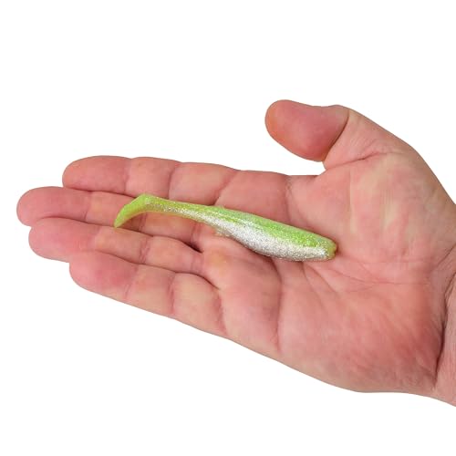 Berkley Gulp! Saltwater Paddleshad Fishing Soft Bait - color: Key Lime Chrome, size: 4"