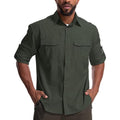 Mens Safari Sun Shirts UPF 50+ UV Sun Protection Long Sleeve Outdoor Quick Dry Fishing Hiking Gardening Shirts - color: 5051 Army Green, size: X-Large