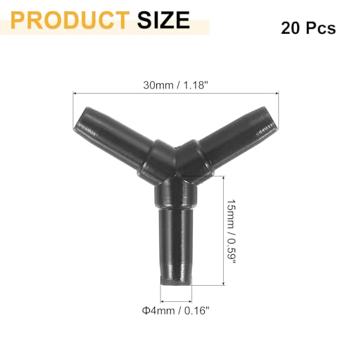 uxcell 20Pcs Aquarium Air Valve Connector, 3 Way Plastic Inline Tubing Non-Return Valves for 4mm ID Airline Tubing Fish Tank Pond Air Line, Black - color: Black, size: 4mm