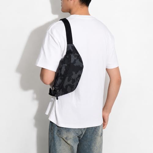Camouflage Waist Bag, Dark Camo, 10x3x5.2in | Waterproof, Oxford Cloth, Multi-Layer, Sport Fanny Pack, Outdoor Phone Sling Bag - color: Dark Camo