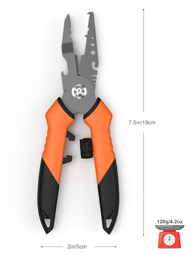 7.5"Fishing Split Ring Pliers, Multi-Function Fishing Gear | Stainless Steel Fishing Tools,Corrosion-Resistant Saltwater Fishing Pliers