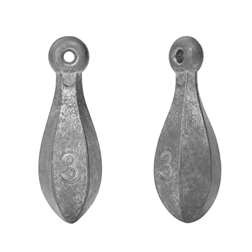 BLUEWING Bank Sinker 1LB/2LB/3LB/5LB/6LB Box Fishing Weights Saltwater Bullet Lead 1oz,2oz,3oz,5oz,8oz,10oz,12oz,16oz,32oz - style: #02 1oz, 30 Pack