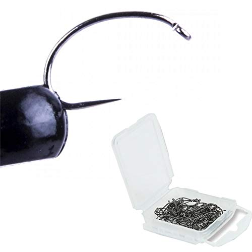 Maxcatch 100pcs Barbless Fly Fishing Hooks for Fly Tying Dry Nymph Wet Shrimp Jig Hook with Mini Box - color: Shrimp&Caddis Pupa Hook(Barbless), size: #8-100pcs