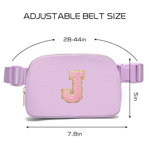 Gitus Initial Belt Bag Fanny Pack Crossbody Bag for Girls Birthday Gifts Age 8-10 Teen Girl Gifts Trend Stuff Personalized Letter Gifts for Daughter Sister (Lavender-J) - color: Lavender, style: J
