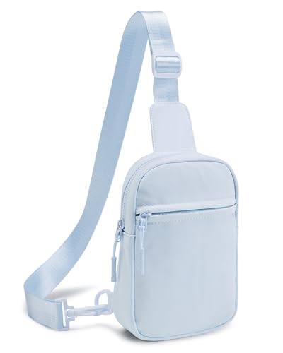 CHOLISS Small Sling Bag for Women and Men, Crossbody Bags Trendy Fanny Packs Chest Bag with Extended Strap - color: A04 Light Grey-blue
