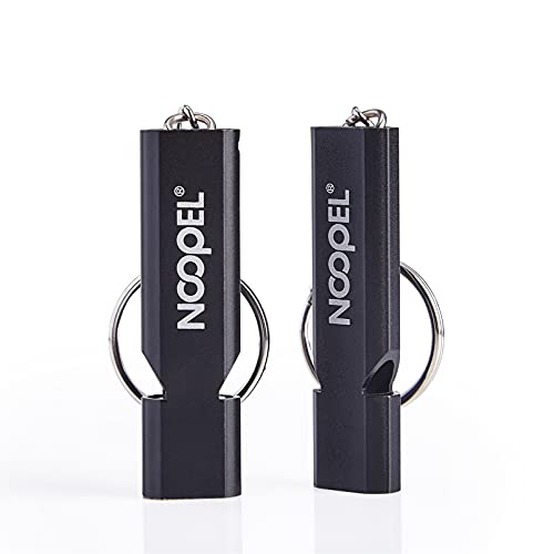 Noopel Emergency Whistles Lifeguard Safety Whistle with Lanyard and Keychain for Outdoor Camping Hiking Boating Backpacking Fishing Kayak Kids Rescue Signaling Loud Survival Whistle - color: 2 Pack Black