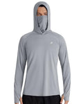 Roadbox Men's UPF 50+ Hooded Fishing Shirts Long Sleeve Sun Protection Hoodie, Hiking Running Swimming Rash Guard with Mask - color: Luxury Gray, size: 3X-Large