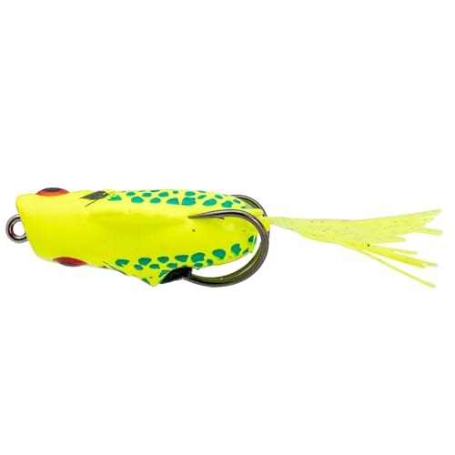 Strike King (BPOP-243) Bitsy Poppin’ Perch Fishing Lure, Hollow Body Topwater Bait, 1/4-Ounce, Cupped Nose, Exaggerated Tail, Sealed Body, Realistic Action, Size 3/0 Hooks, Chartreuse Gill