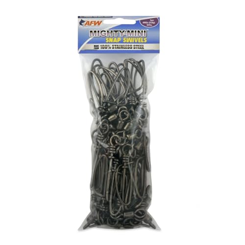 American Fishing Wire Fishing Swivels - Mighty Mini 100% Stainless Steel Snap Crane Swivels, 3X Stronger Than Brass, For Terminal Tackle Box, Up to 600lb Test - Fishing Gear for Fishing Line Leaders - style: #4/0, 600 Lb, 50 Pc