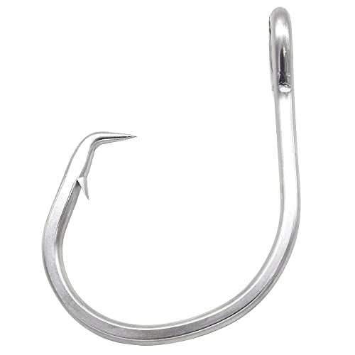 Extra Strong Big Game Silver Forged Staight Circle Hooks,Saltwater Stainless Steel Large Giant Fishing Hooks Size 6/0-28/0 - size: Size 6/0-Pack of 30