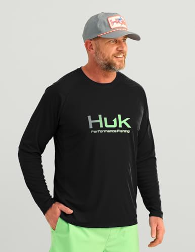 HUK Men's Pursuit Vented Long Sleeve Fishing Shirt (+30 UPF) - color: Black 2.0, size: Small