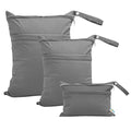 babygoal Wet Dry Bags for Baby Cloth Diapers, Washable Travel Bags, Beach, Pool, Gym Bag for Swimsuits & Wet Clothes with Two Zippered Pockets 3 Pack(S,M,L), 3SML01 - color: Grey