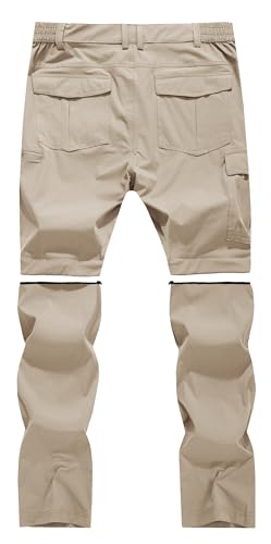 Men's Convertible Hiking Pants Zip Off Quick Dry Lightweight Safari Travel Camping Fishing Cargo Outdoor Pants - color: Light Khaki, size: 32