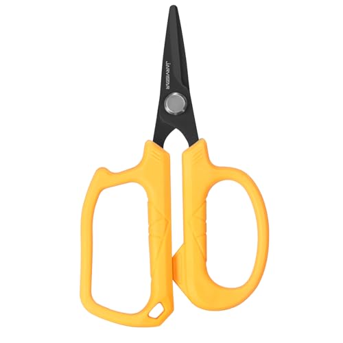 JARVISTAR 4.65" Fishing Scissors - Heavy Duty Line Cutter with Spring Clip Keychain, Dual Serrated Stainless Blades - Cuts Braided, Mono & Fluorocarbon Lines for Saltwater & Freshwater Orange - color: Orange
