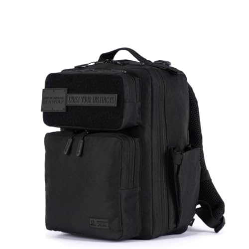 WOLFpak 15L Slim Tactical Gym Backpack - Durable 1000D Waterproof Oxford Material | Minimalist Daypack w/Laptop Pocket & Dual Cup Holders | Great for Travel & Everday Carry | (Nightshade) - color: Nightshade