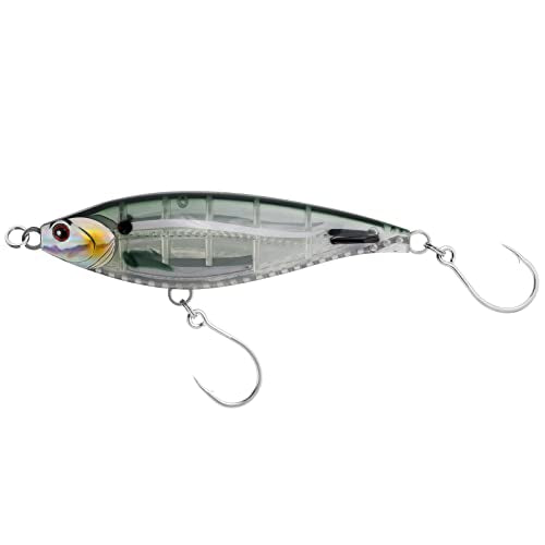 Alwonder High Speed Trolling Lures Saltwater Fishing Lures 6"/3oz Sinking Twitch Bait 7/0 Hook Deep Diving Jerkbait Fishing Plug Offshore Lure for Tuna Striper Mackerel - color: Transparent Green