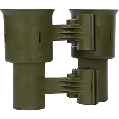 ROBOCUP, (Olive), Patented Clamp On Boat Cup Holder |Multifunction Dual Drink Caddy for Fishing Poles, Tools, Net, Gaff |Portable Storage for Boating, Beach, Umbrellas, Golf Carts, Strollers - color: Olive, size: Standard Spring