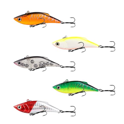 Lipless Crankbait Rattle Trap Fishing Lures Topwater Bass Fishing Lures for Walleye Trout Musky Long Casting Distance Freshwater Saltwater 2.96in/0.39oz FS/YE-06 - style: A1,5pcs